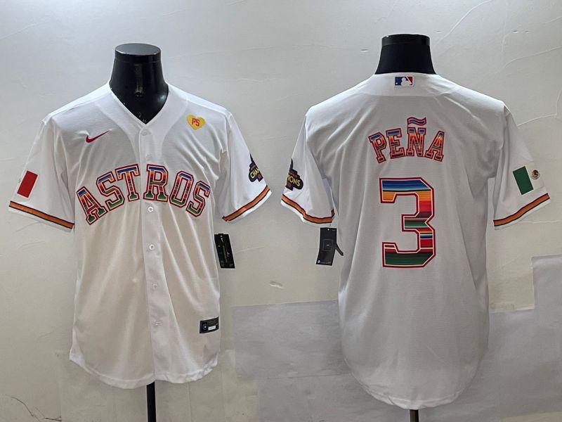Men Houston Astros #3 Pena White Mexico 2025 Nike MLB Jersey style 2